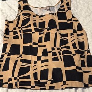 Chico's Black and Tan Geometric Tank Top